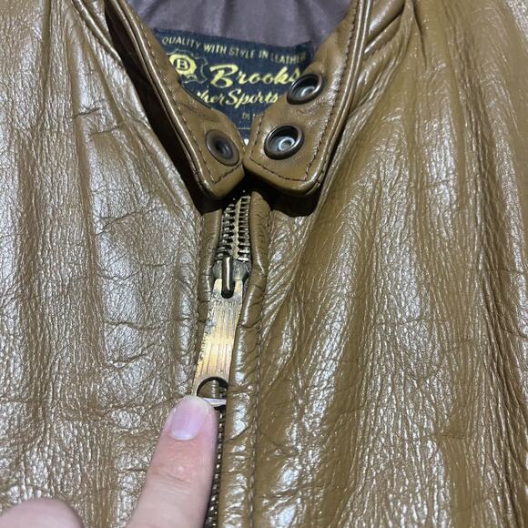 Vintage 60s Brooks Sportswear Brown Leather Cafe Racer - Picture 3 of 4